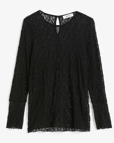 Black Lace Knit Top - Additon Elle
