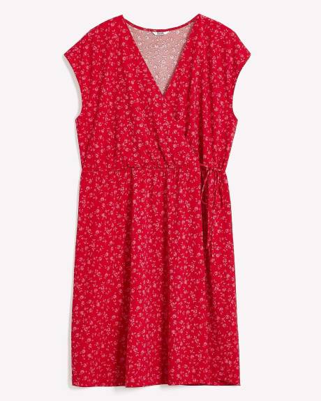 Floral Sleeveless Knit Wrap Dress