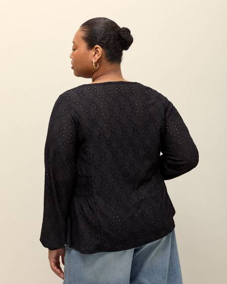 V-Neck Trop with Smocking at Waist