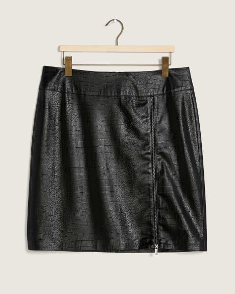Solid PU Mini Skirt With Zipper - Addition Elle