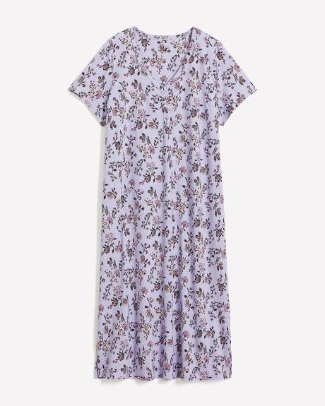 Chemise de nuit longue bleue fleurie à manches courtes - ti Voglio