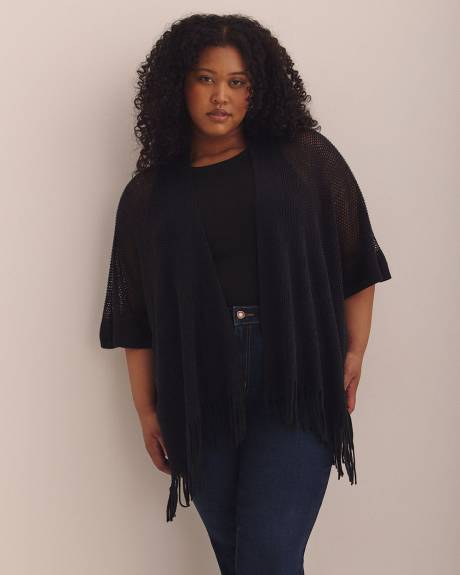 Knitted Pointelle Stitched Cape