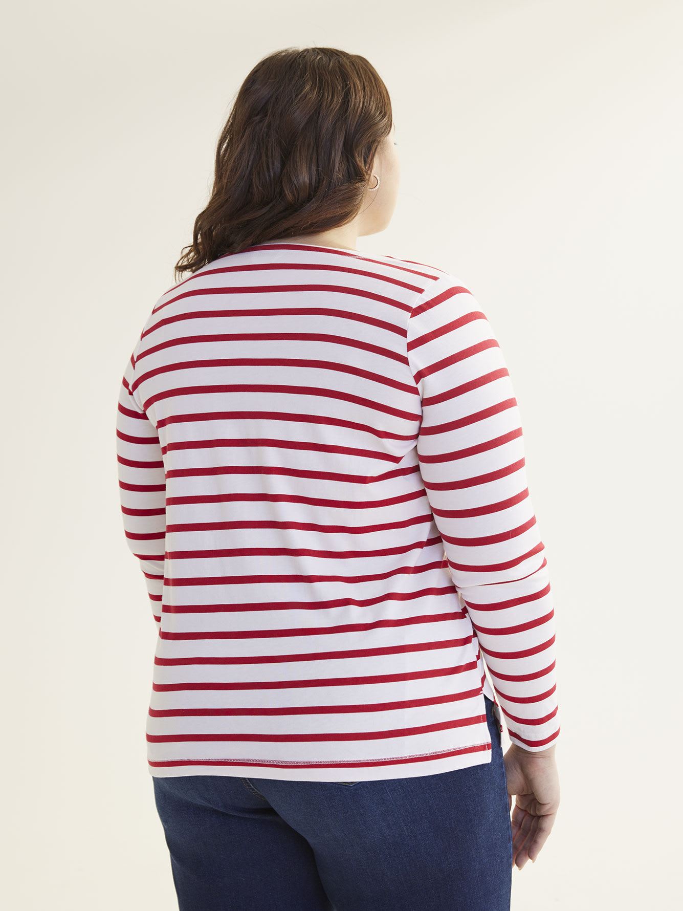 Striped Long-Sleeve Knit Top | Penningtons