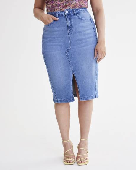 Responsible, Curvy-Fit, Denim Midi Skirt - Addition Elle