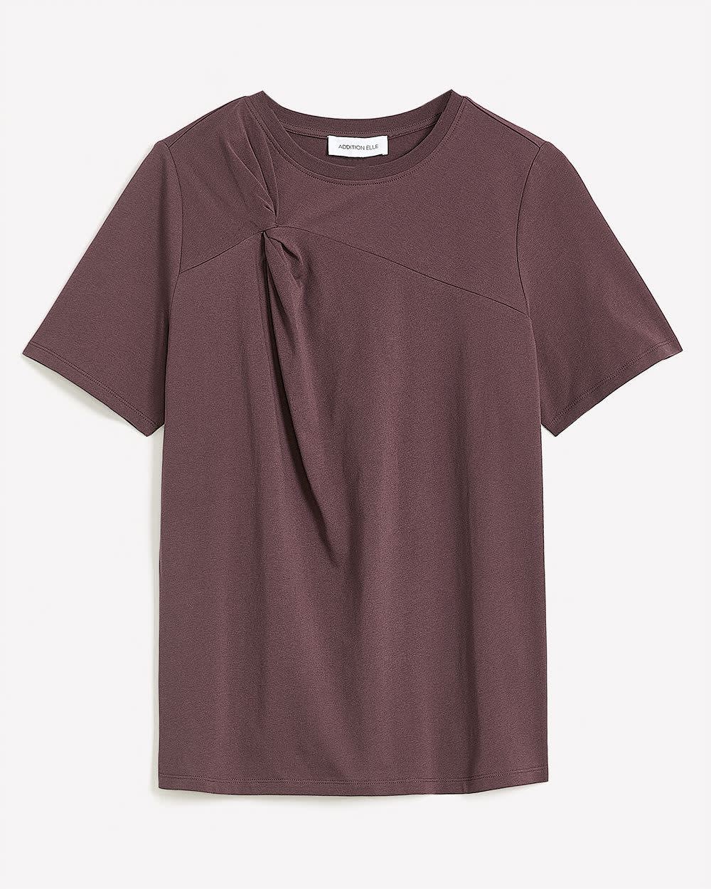 Straight-Fit Crewneck Tee with Twist Detail - Addition Elle