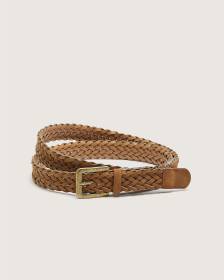 Ceinture tressée cognac en faux suède