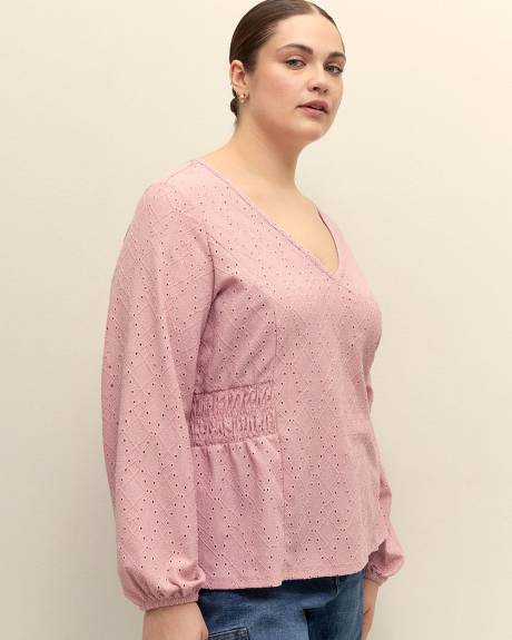 V-Neck Trop with Smocking at Waist