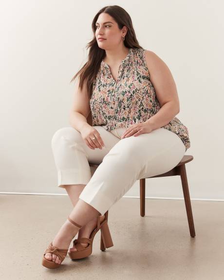 Printed Sleeveless Pleated Tunic