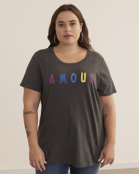Printed U-Neck Boyfriend Loose Tee