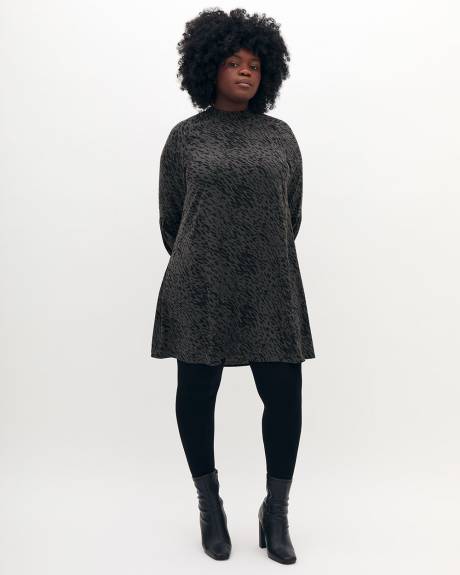 Printed Raglan-Sleeve Swing Dress - Addition Elle
