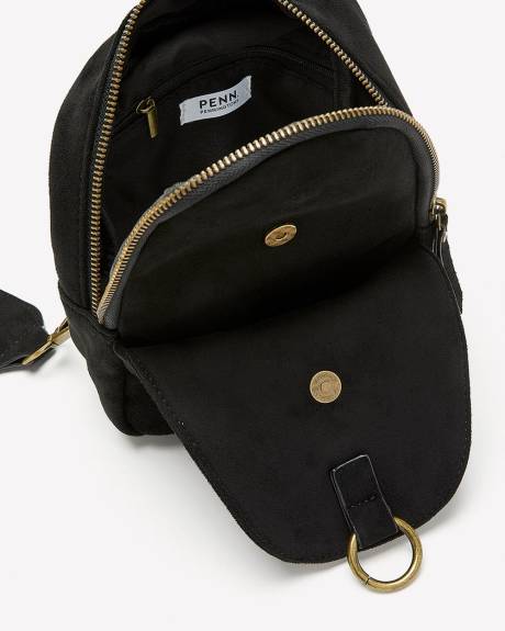 Black Faux Suede Sling Bag