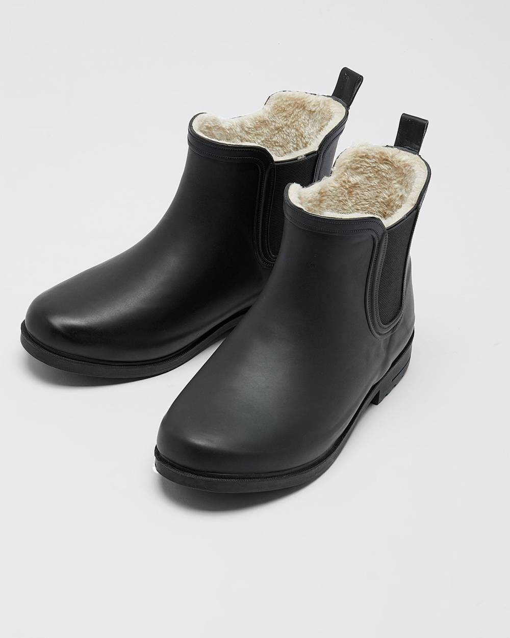 fur lined rain boots women's