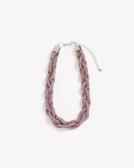 Gros collier torsadé ras du cou lilas