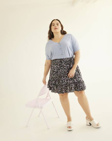 Short Cardigan Cocoon-Shape with 3/4-Sleeve