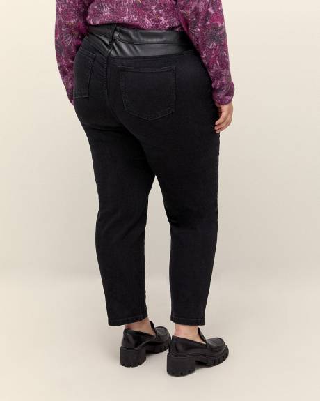 Responsible, 1948-Fit Slim-Leg Jeans with Faux-Leather Trim, Black - d/C JEANS