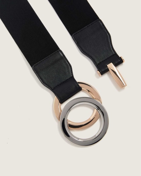 Two-Tone Buckle Elastic Waist Belt - In Every Story