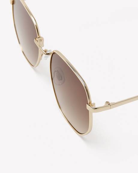 Golden Metal Square Sunglasses