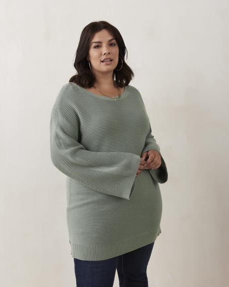 Knit Bell Sleeve Tunic Sweater