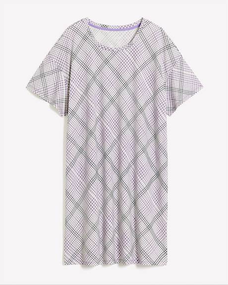 Chemise de nuit courte carreautée à manches mi-longues - ti Voglio
