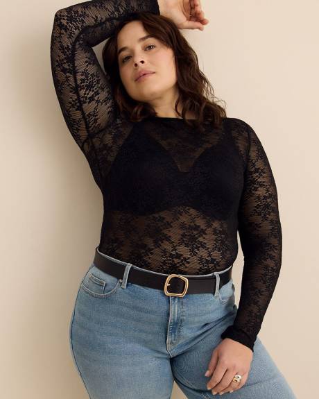 Haut en dentelle &agrave; manches longues - Addition Elle