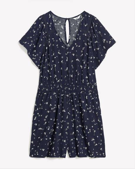 Romper with Short Flutter Sleeves