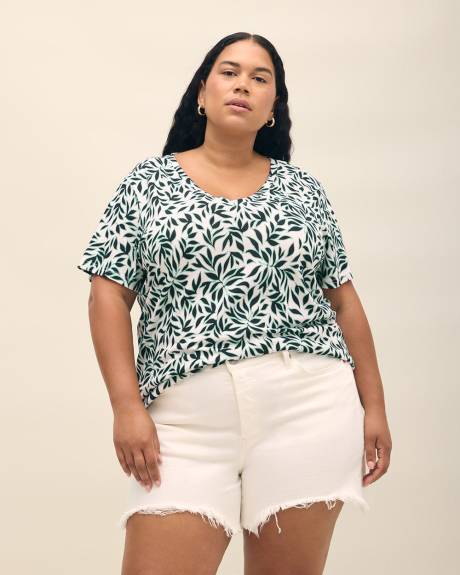 Boyfriend-Fit Short-Sleeve V-Neck Tee
