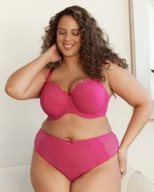 Soutien-gorge balconnet rose avec broderie anglaise - Déesse Collection