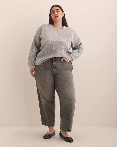 Dropped Shoulder Sweatshirt with Buttons