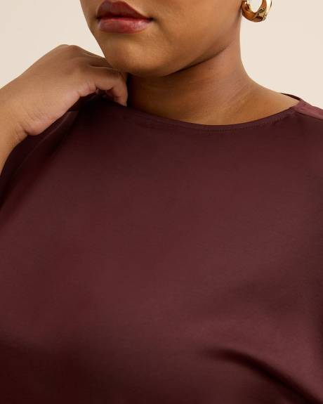Satin Boat-Neck Blouse