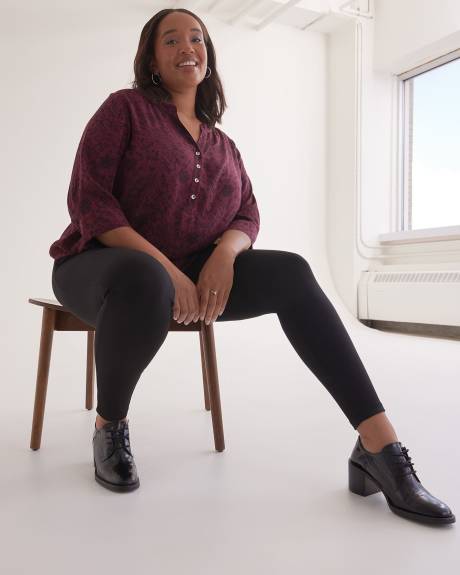 Buttoned Split Neck Woven Tunic