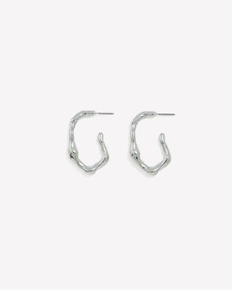 Single Open Loop Earrings in Hammered Metal