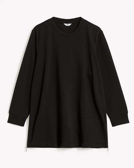 Pull uni avec manches et dos en popeline