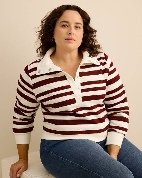 Mock-Neck Fleece Knit Top