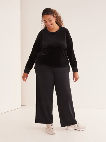 Velvet and French Terry Wide-Leg Pant - Active Zone