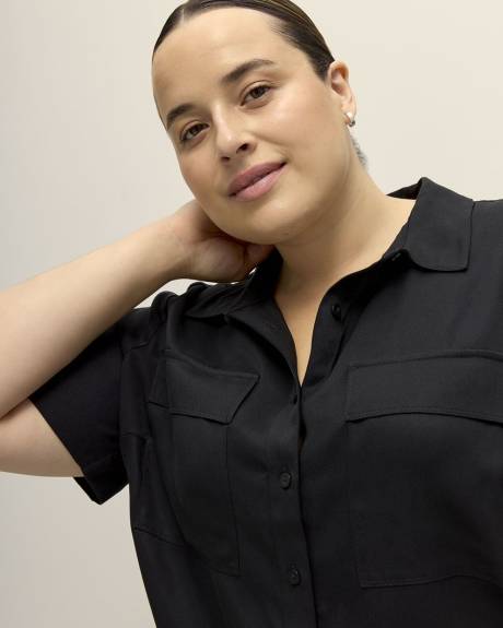 Chemise utilitaire noir à manches courtes, tissu responsable