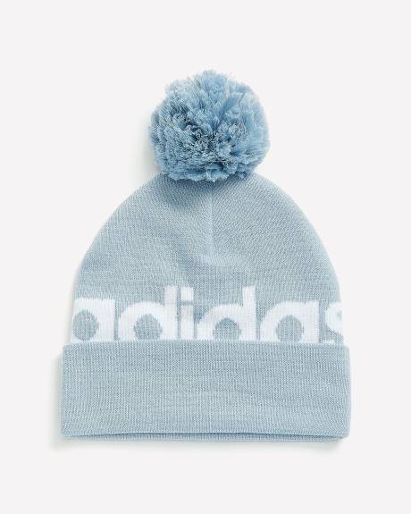 Pompom Ribbed Knit Beanie, Blue - adidas
