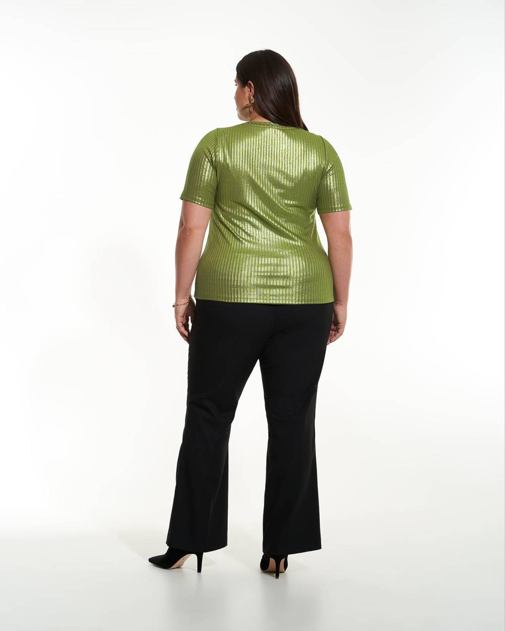 Ribbed ElbowSleeve Fitted Knit Top Addition Elle Penningtons