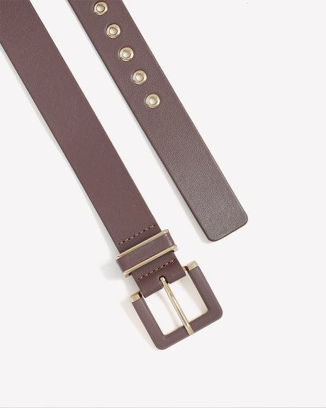 Belt with Self-Covered Buckle and Metal Eyelet