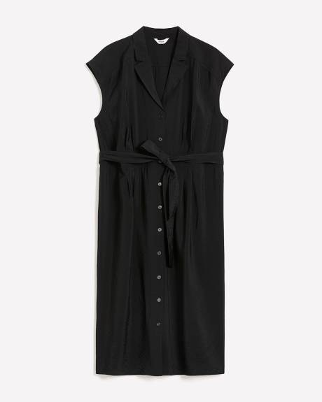 Dark Button-Up Midi Shirt Dress