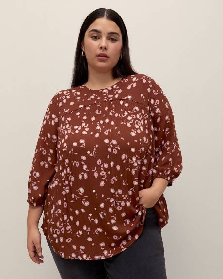 Responsible, Pleat and Release Blouse with 3/4 Sleeves