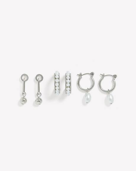Assorted Earrings with Pearls, Set of 3