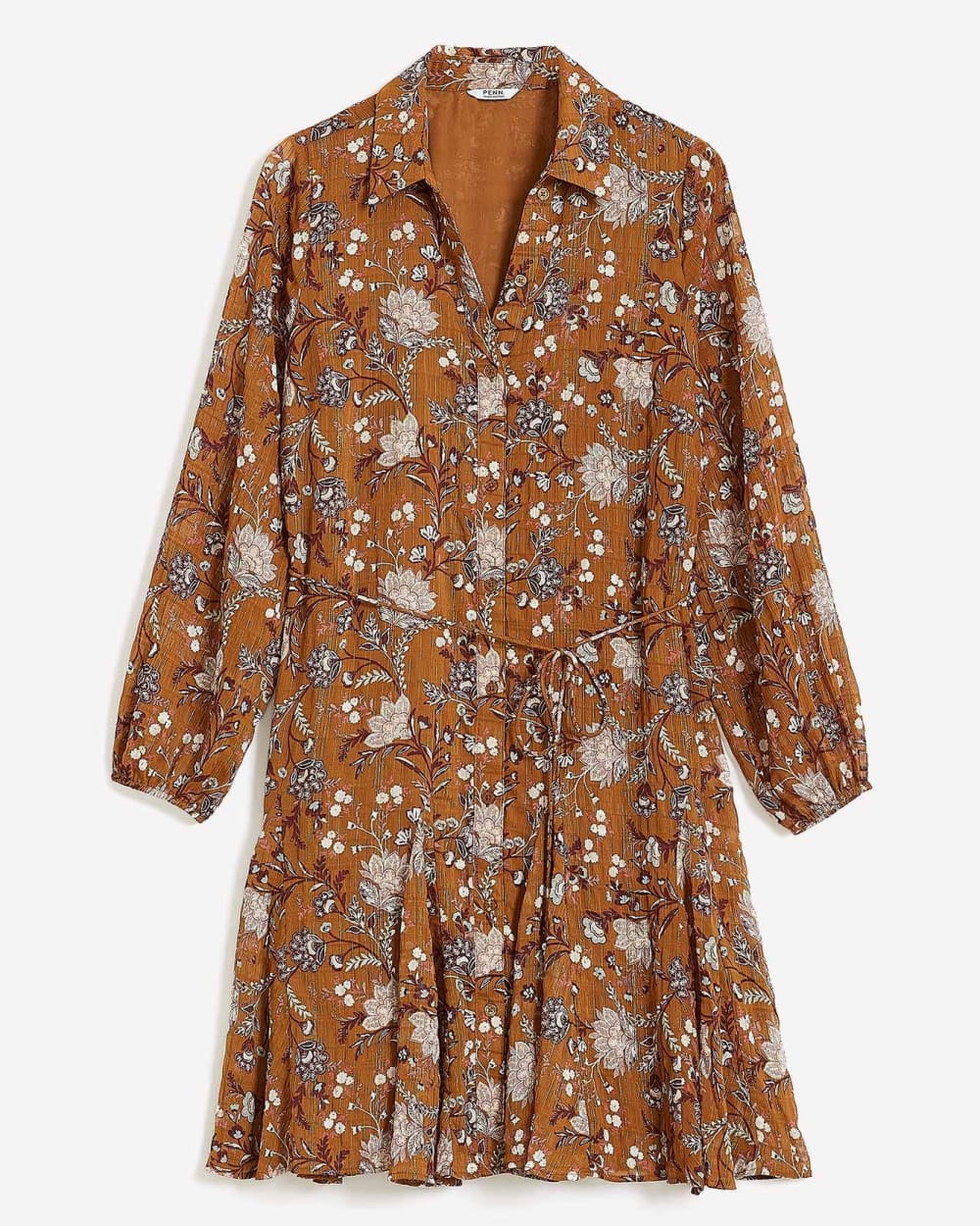 Floral Buttoned Down Shirt Dress with Flared Skirt