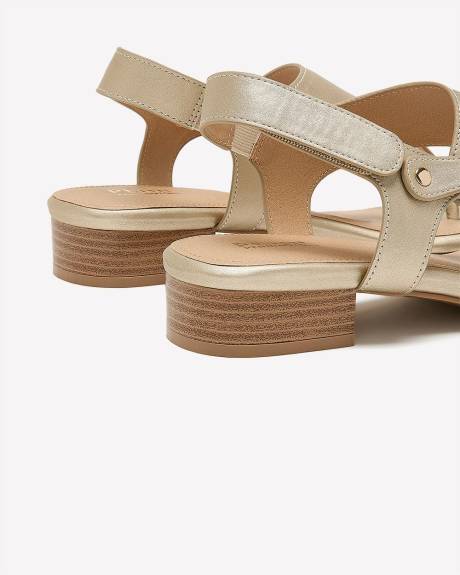 Extra Wide Width, T-Strap Low Block Heel Sandal