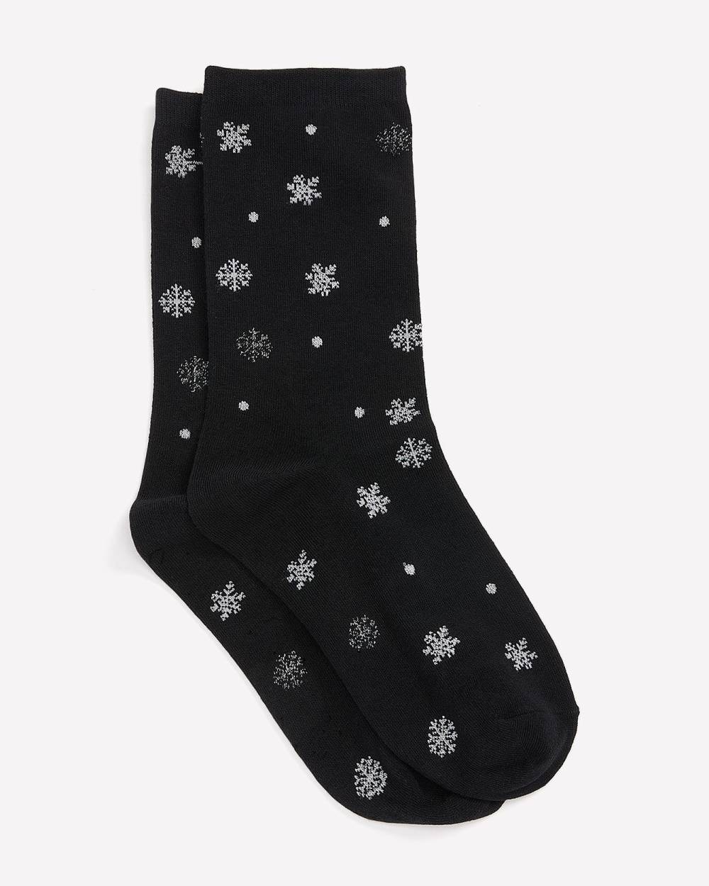 Crew Socks with Snowflake Print