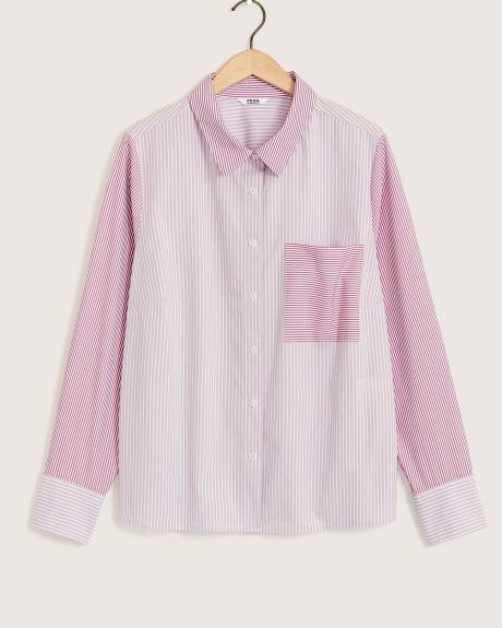 Striped Long-Sleeve Button-Down Shirt