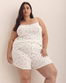 White Teddy-Print Pointelle Boxer with Lace Trim - ti Voglio