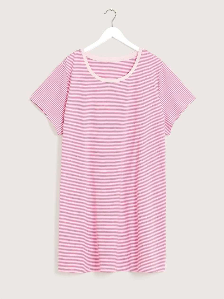 Striped Short-Sleeve Short Sleepshirt - ti VOGLIO