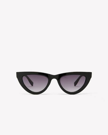 Black Cat-Eye Sunglasses with Metal Temple