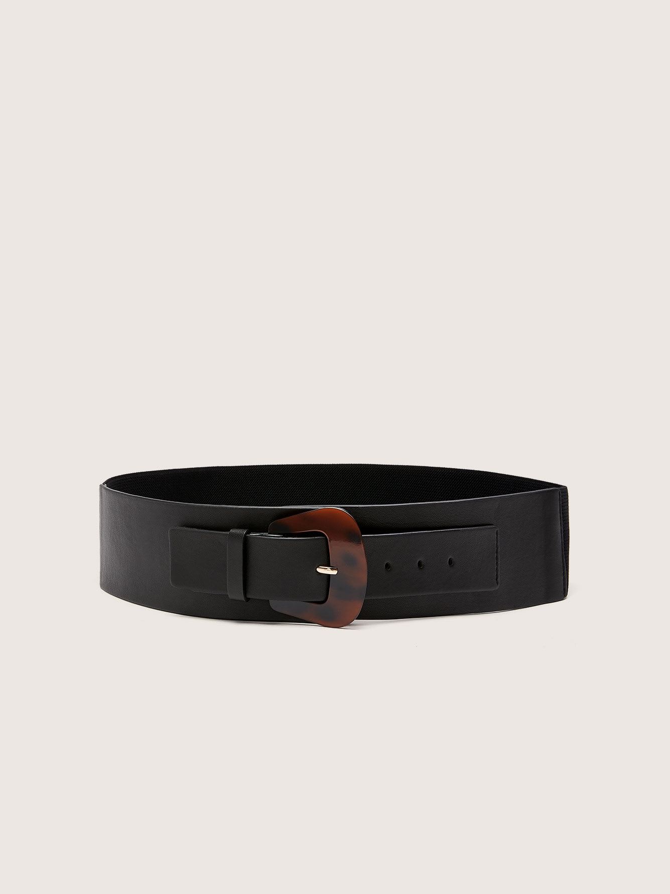 leather belt with elastic insert