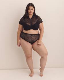 Black Lace Sexy High Cut Brief - Déesse Collection